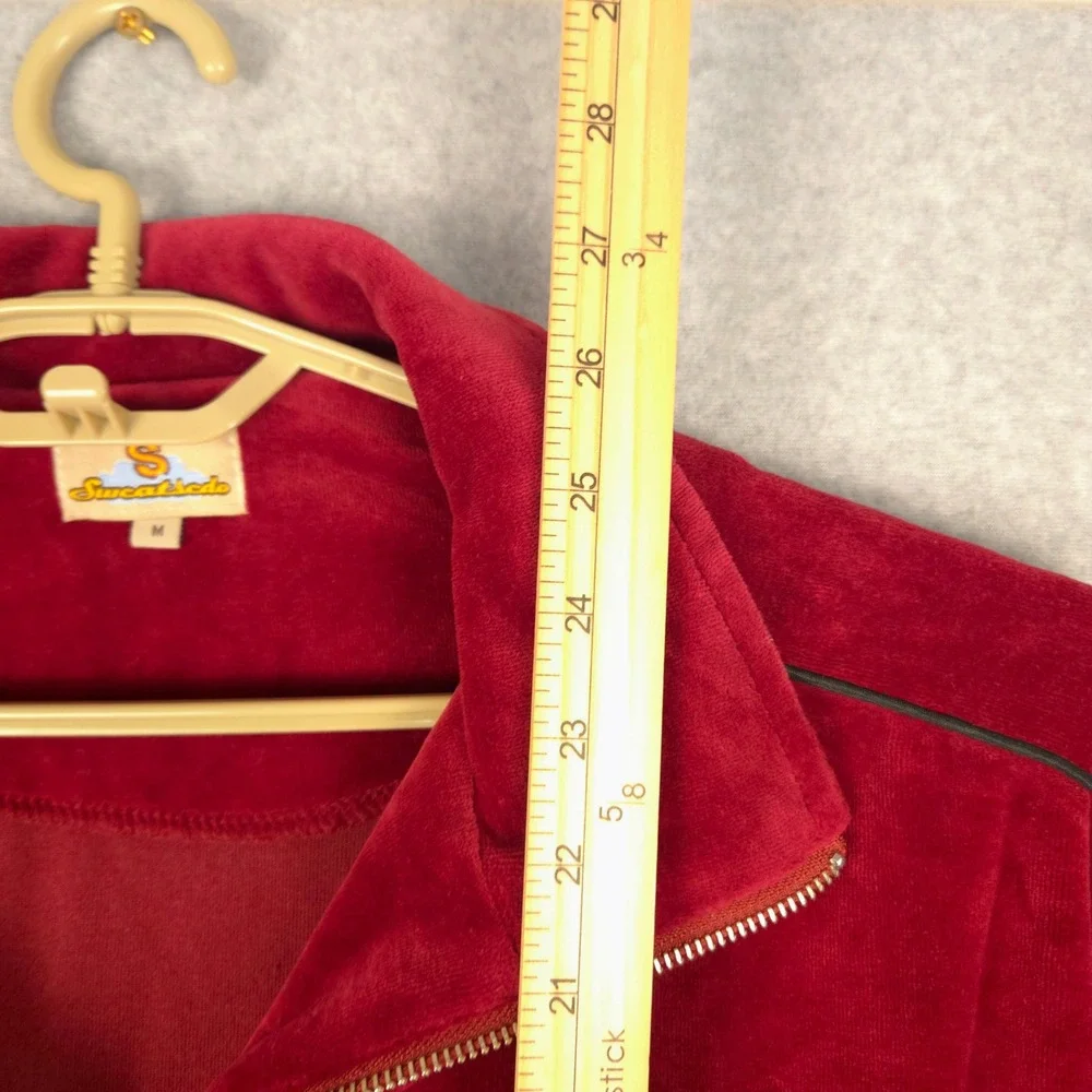 Sweatsedo Red‎ Velour Track Jacket Full Zip Retro Men's Size M